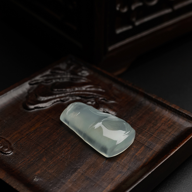 缅甸天然冰糯种翡翠竹节吊坠-红掌柜