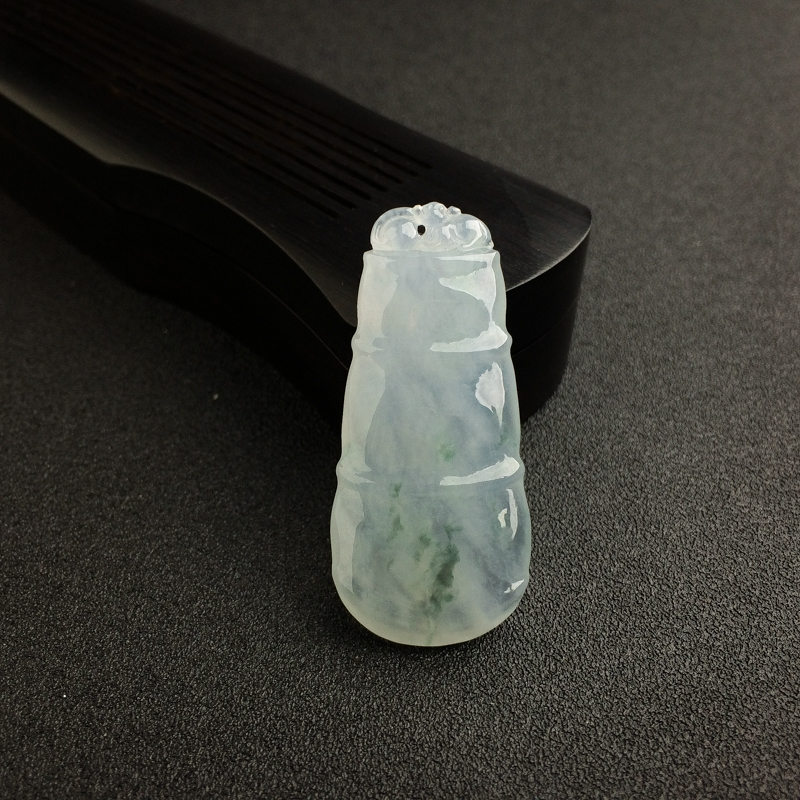 缅甸天然糯种飘花翡翠竹节吊坠 - 红掌柜