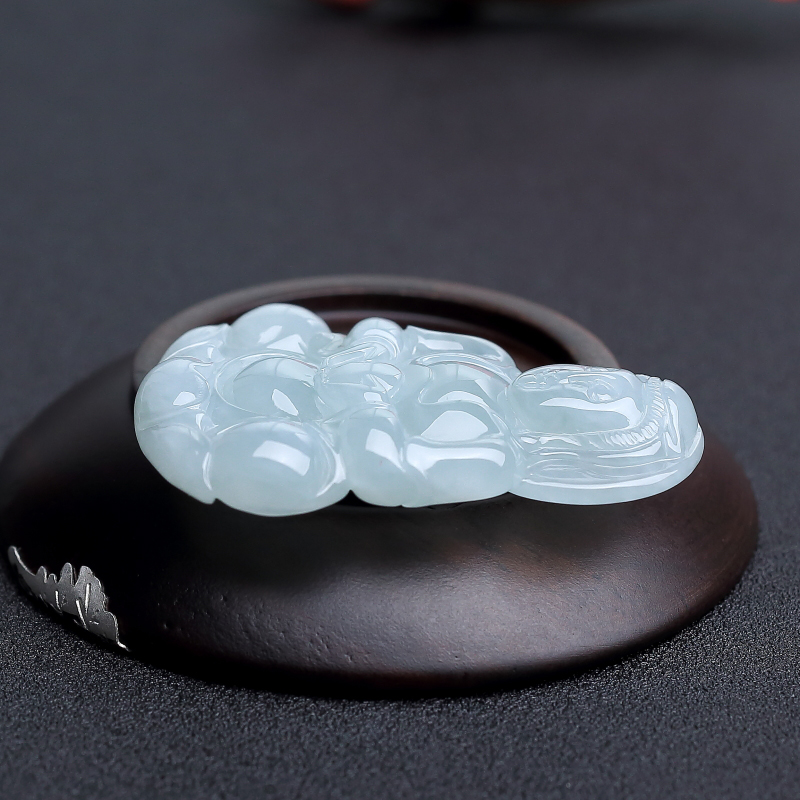 缅甸天然糯种翡翠观音吊坠-红掌柜