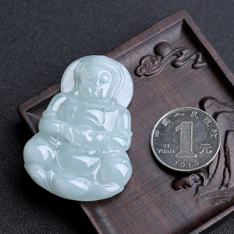 糯种浅绿翡翠吊坠-红掌柜