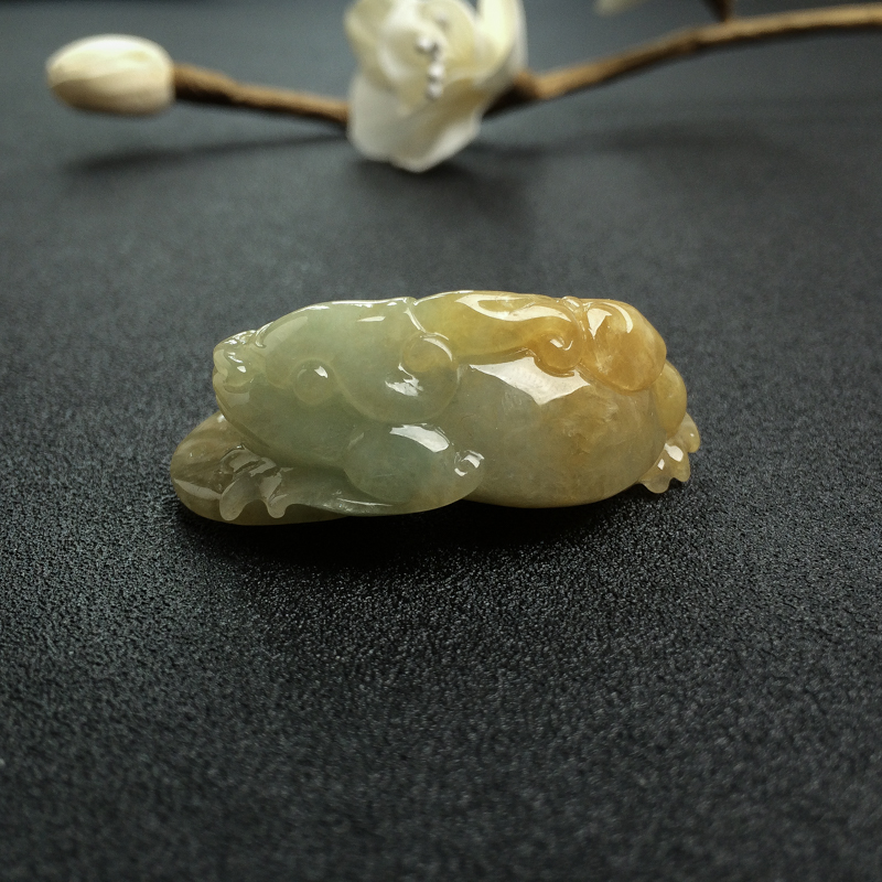 缅甸天然糯种翡翠三足金蟾吊坠-红掌柜