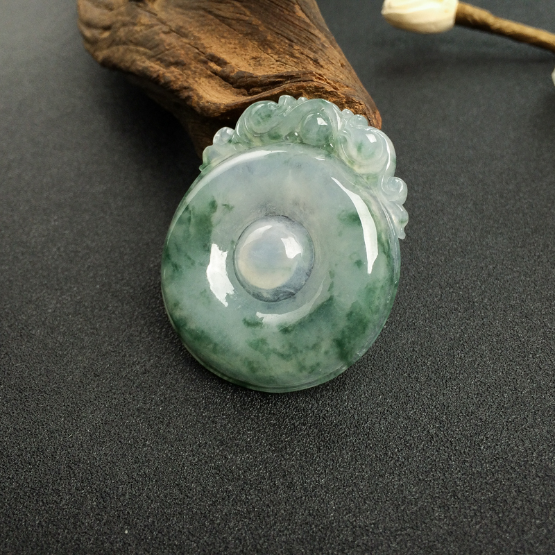 缅甸糯冰种飘花翡翠福贝吊坠-红掌柜
