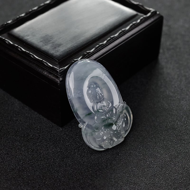 糯冰种翡翠宝宝佛吊坠-红掌柜