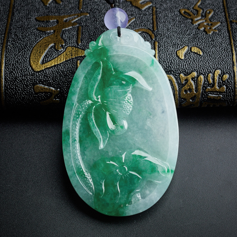 飘翠花翡翠吊坠-红掌柜珠宝