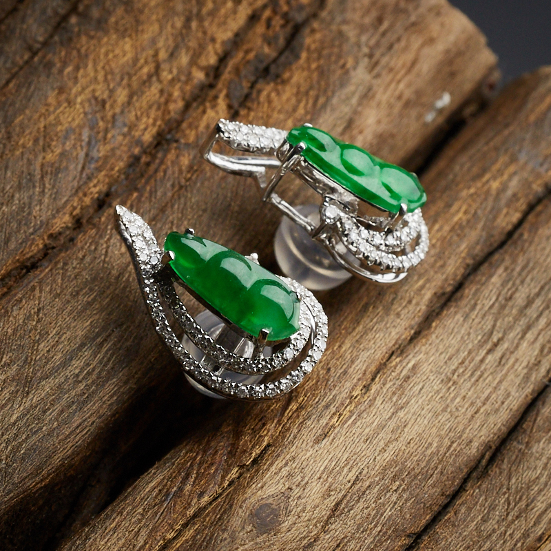 18k 镶冰糯种翠色翡翠-红掌柜珠宝