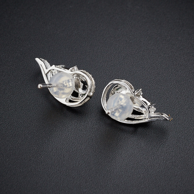 18k 镶冰糯种翠色耳钉-红掌柜珠宝