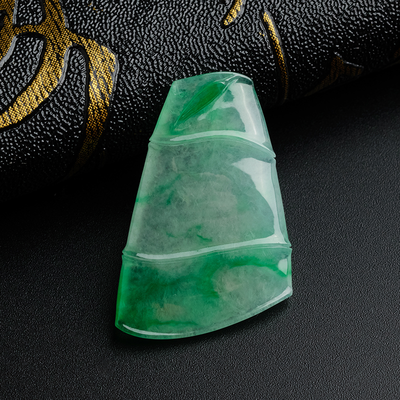 翡翠冰糯种飘绿竹节吊坠 - 红掌柜珠宝