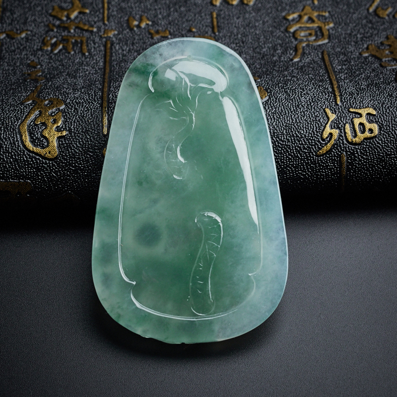 冰糯种飘花翡翠龙牌吊坠 - 红掌柜