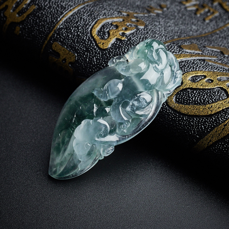 A货天然冰糯种飘花翡翠貔貅如意吊坠 - 红掌柜