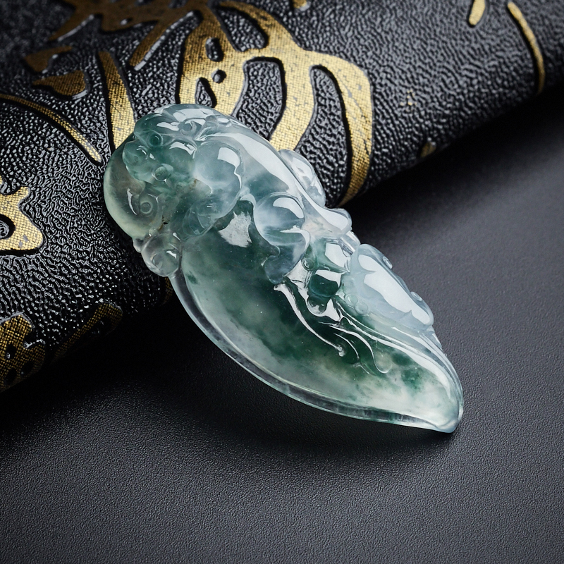 天然冰糯种飘花翡翠貔貅如意吊坠 - 红掌柜