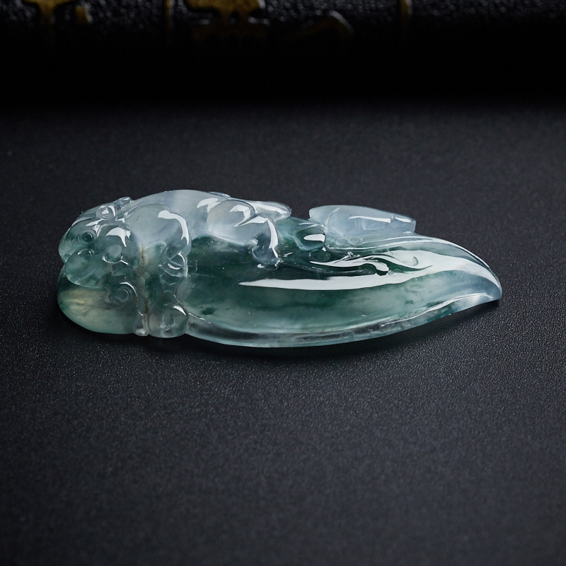 缅甸A货冰糯种飘花翡翠貔貅如意吊坠 - 红掌柜