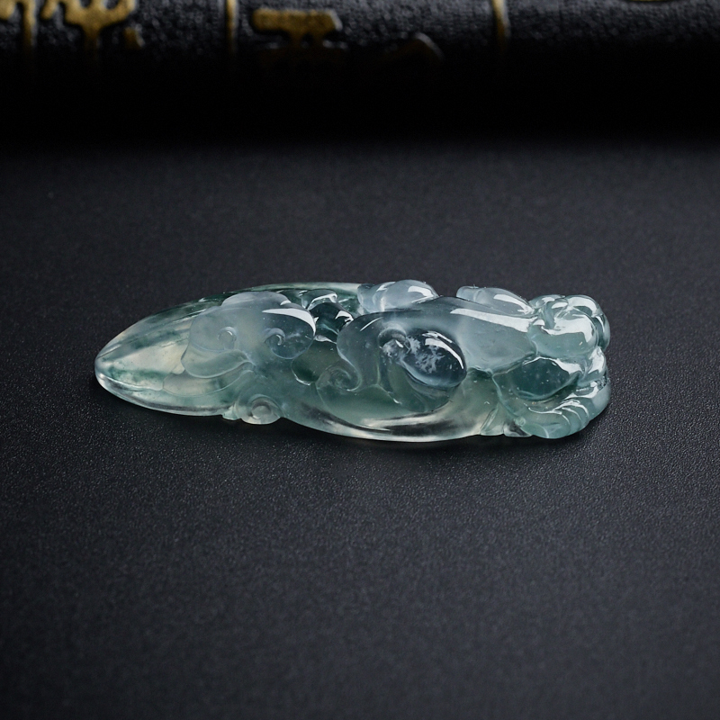 缅甸A货天然冰糯种飘花貔貅如意吊坠 - 红掌柜