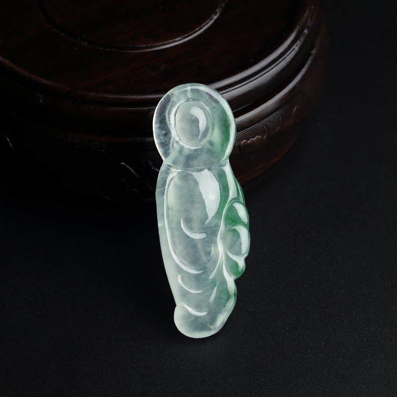 飘绿翡翠观音吊坠 - 红掌柜