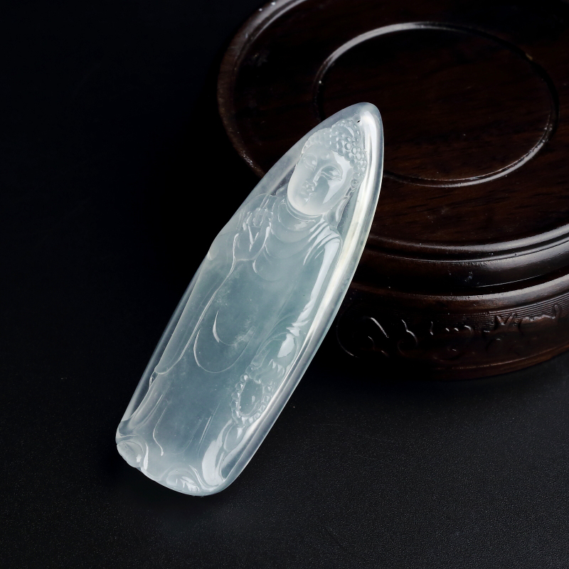 天然冰种淡绿翡翠佛吊坠 - 红掌柜