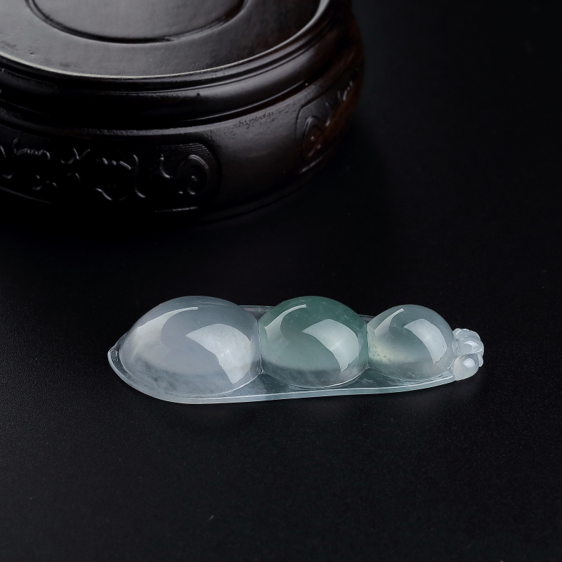 缅甸天然冰种翡翠福豆吊坠-红掌柜