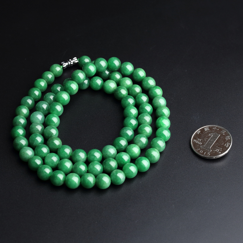 糯种满绿翡翠项链 - 红掌柜