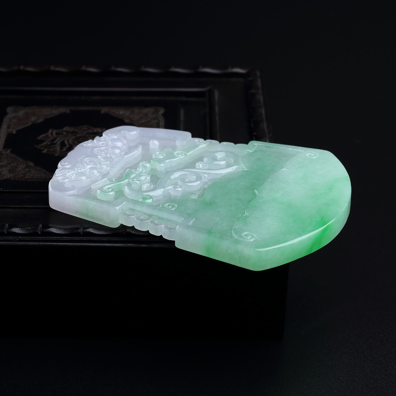 缅甸天然糯冰种飘绿翡翠吊坠-红掌柜