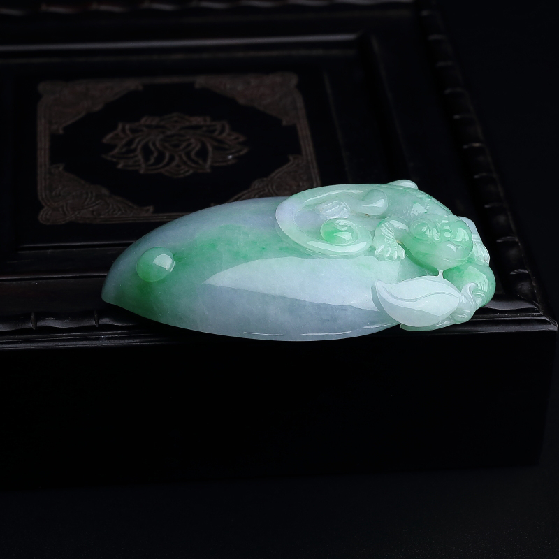 缅甸天然糯种飘翠翡翠福瓜吊坠-红掌柜