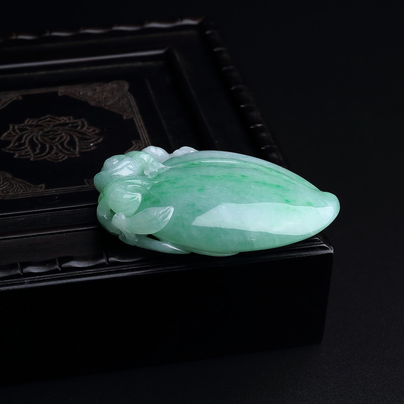 缅甸天然糯种飘翠翡翠福瓜吊坠-红掌柜