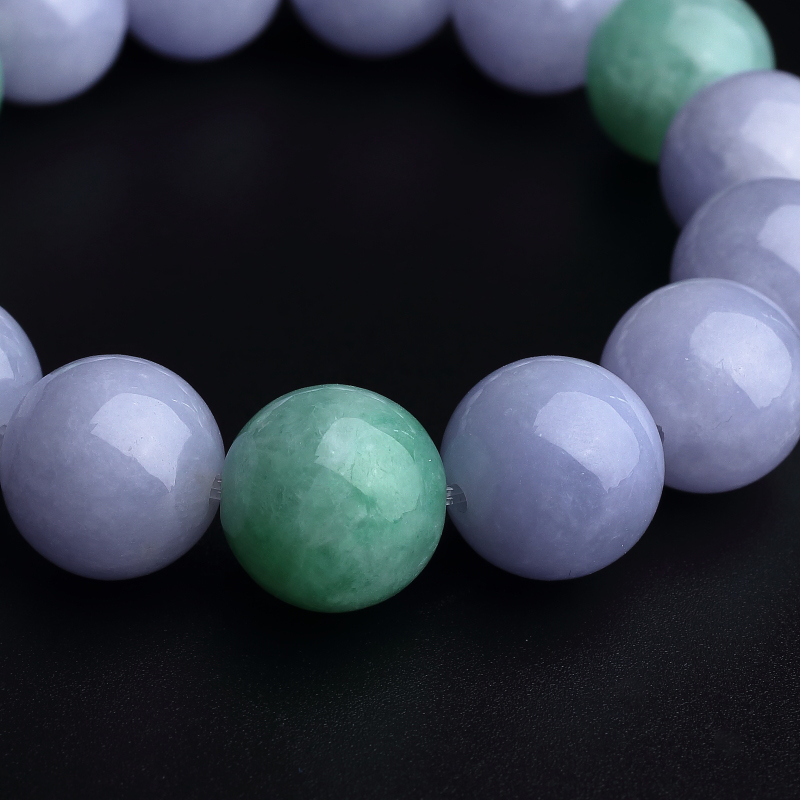 14mm缅甸天然春带彩翡翠手串-红掌柜