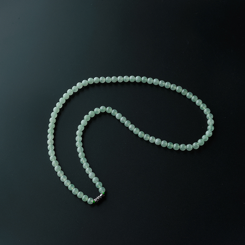 A货糯种浅绿翡翠圆珠项链 - 红掌柜