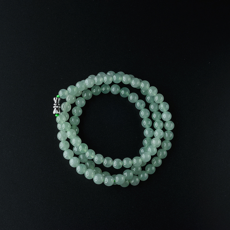 糯种浅绿翡翠圆珠项链 - 红掌柜