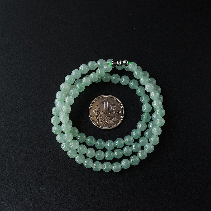 缅甸A货糯种翡翠圆珠项链 - 红掌柜