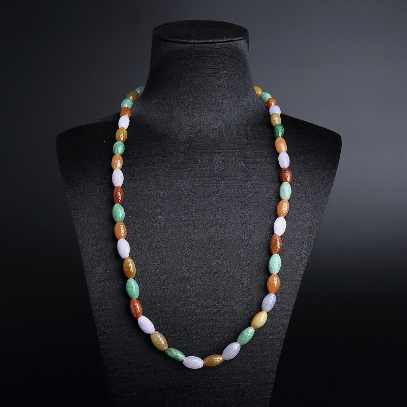 缅甸A货天然糯种福禄寿翡翠项链 - 红掌柜