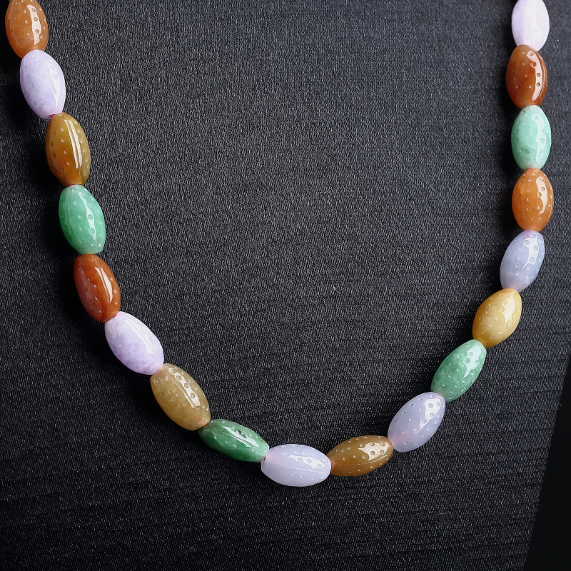 A货天然糯种福禄寿翡翠项链 - 红掌柜