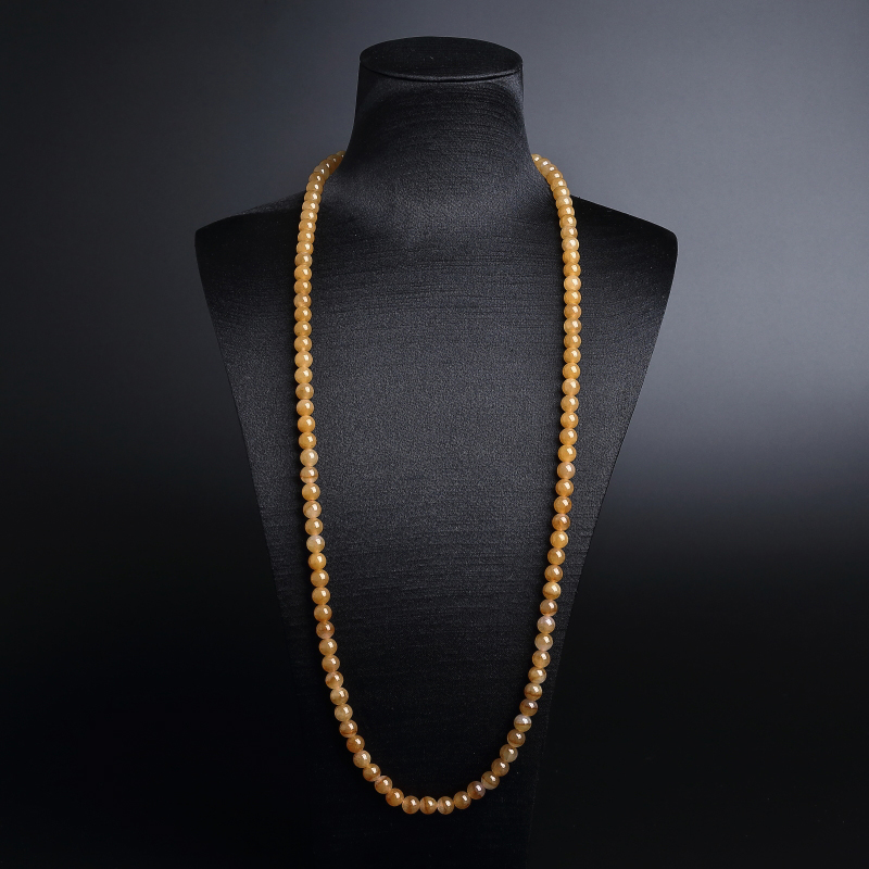 缅甸A货天然糯种黄翡圆珠项链 - 红掌柜