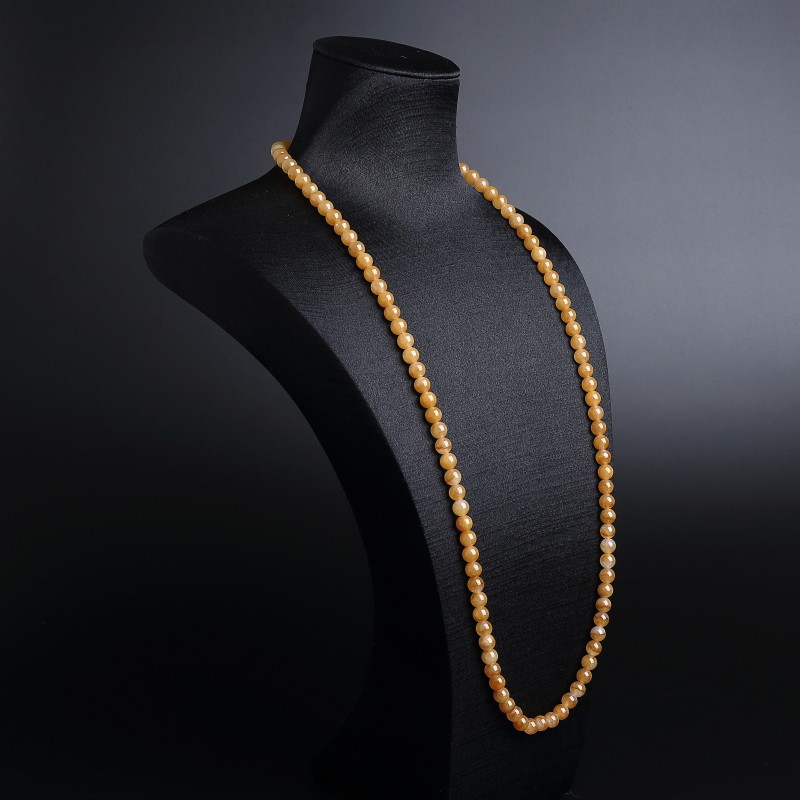 A货天然糯种黄翡圆珠项链 - 红掌柜