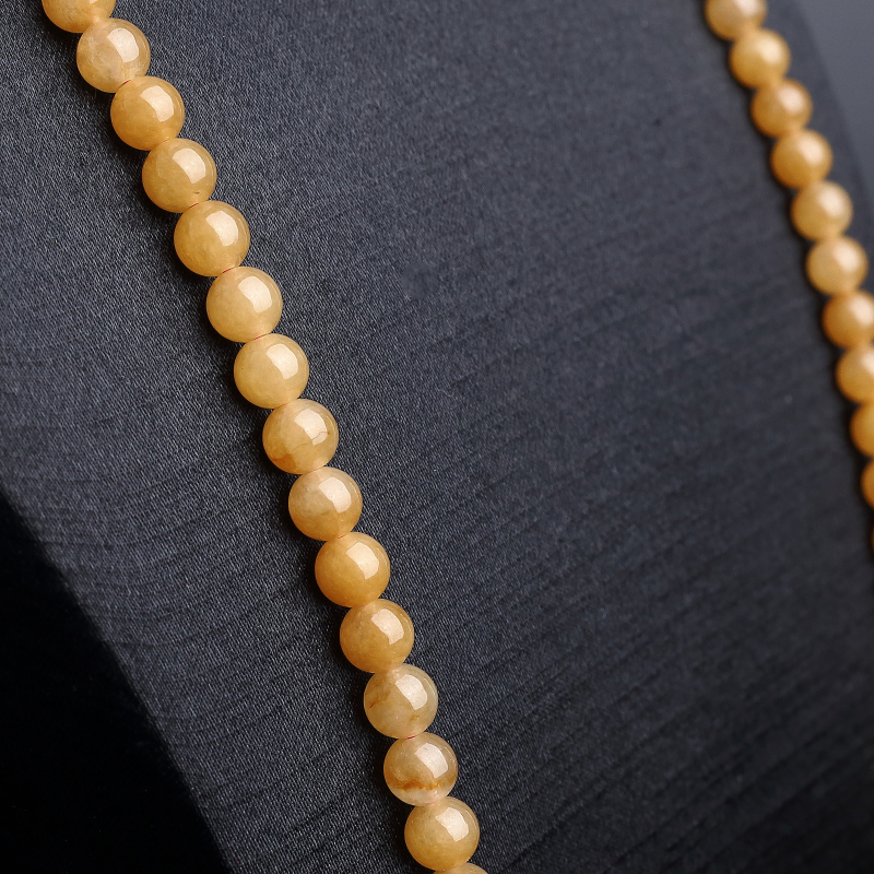 糯种黄翡圆珠项链 - 红掌柜