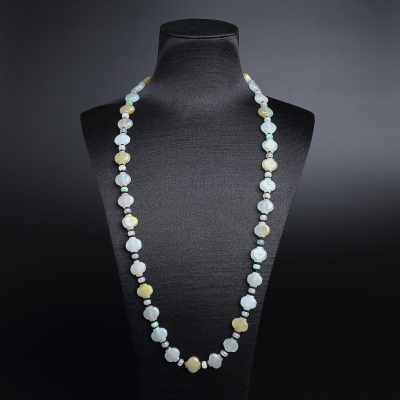 缅甸A货天然糯种三彩翡翠灯笼项链 - 红掌柜