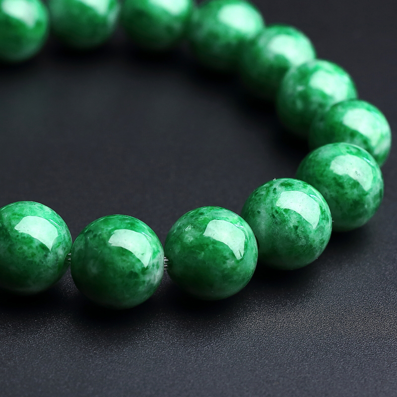 缅甸A货天然糯种翠色翡翠手串 - 红掌柜