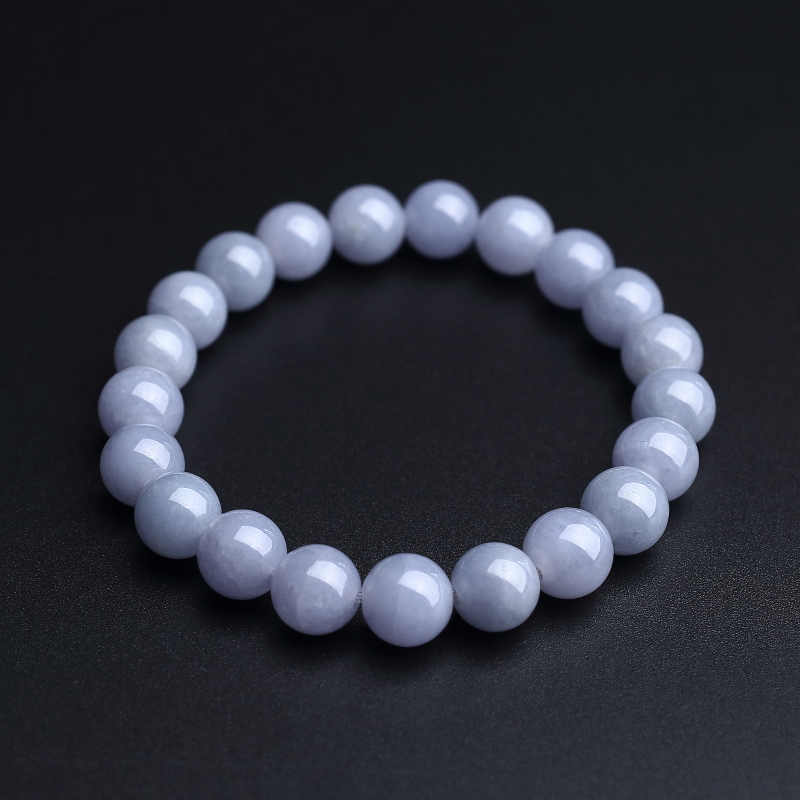 缅甸A货天然糯种茄紫翡翠圆珠手串 - 红掌柜