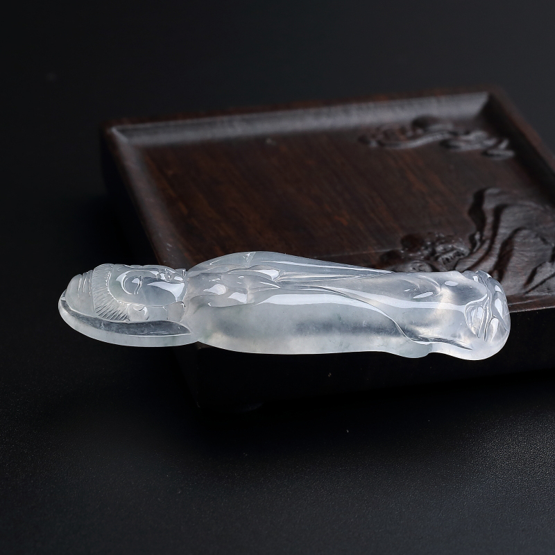 飘花翡翠观音吊坠 - 红掌柜