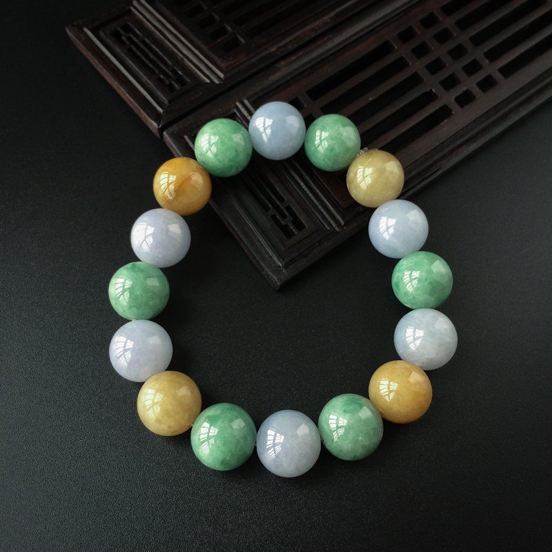 12mm糯种翡翠手串-红掌柜