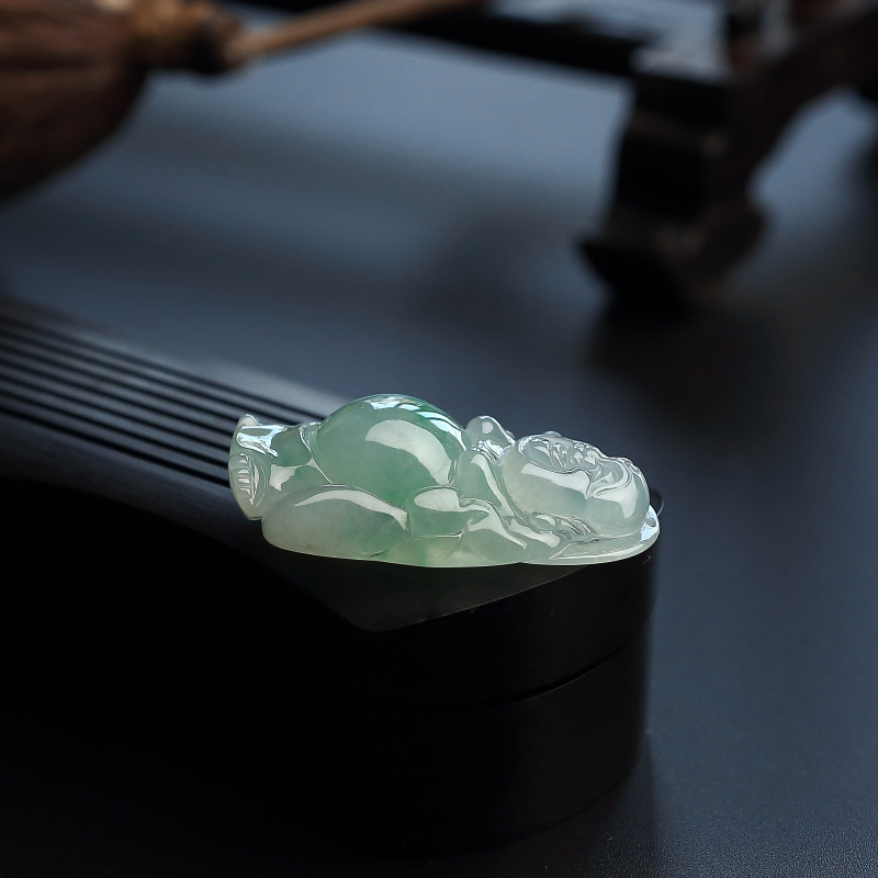 糯种翡翠站佛-红掌柜