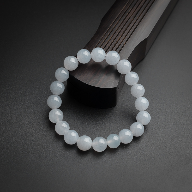 缅甸A货天然糯种淡紫翡翠手串 - 红掌柜