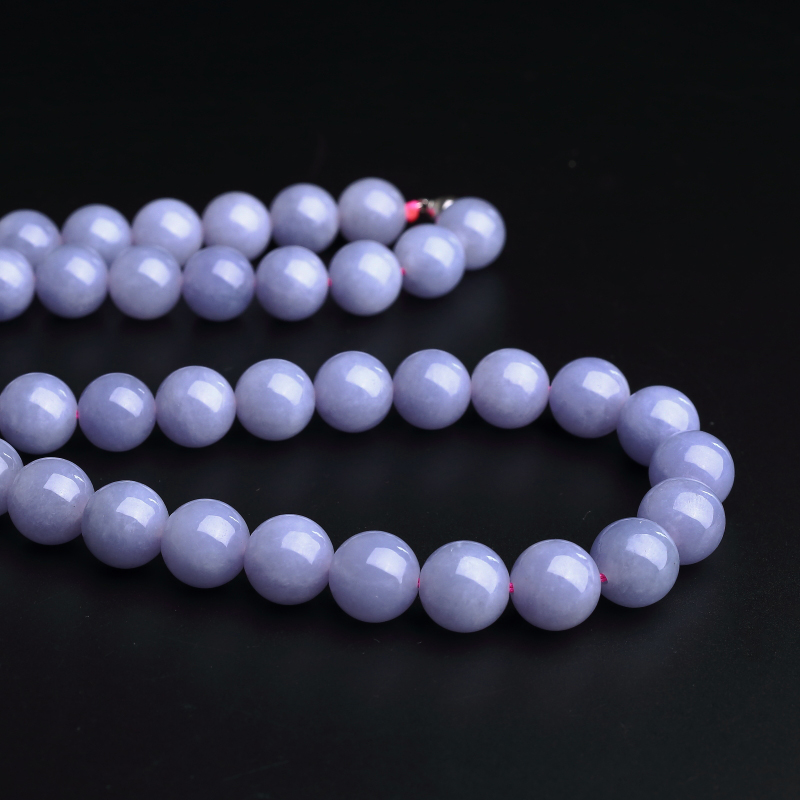 糯种紫罗兰翡翠圆珠项链 - 红掌柜