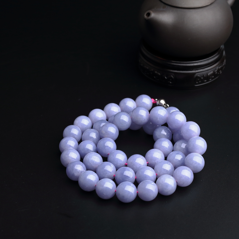 紫罗兰翡翠圆珠项链 - 红掌柜