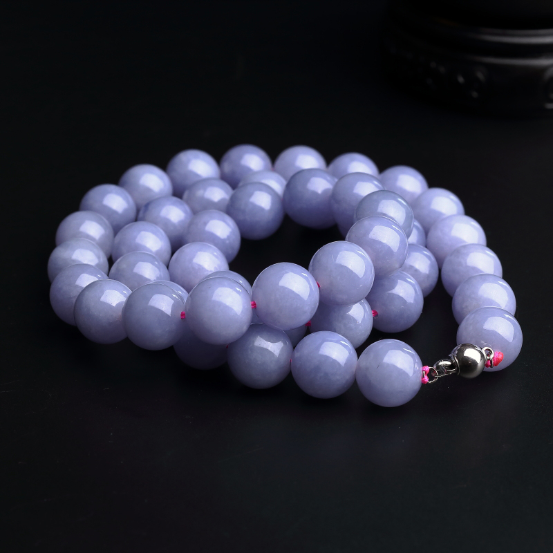 糯种紫罗兰翡翠项链 - 红掌柜