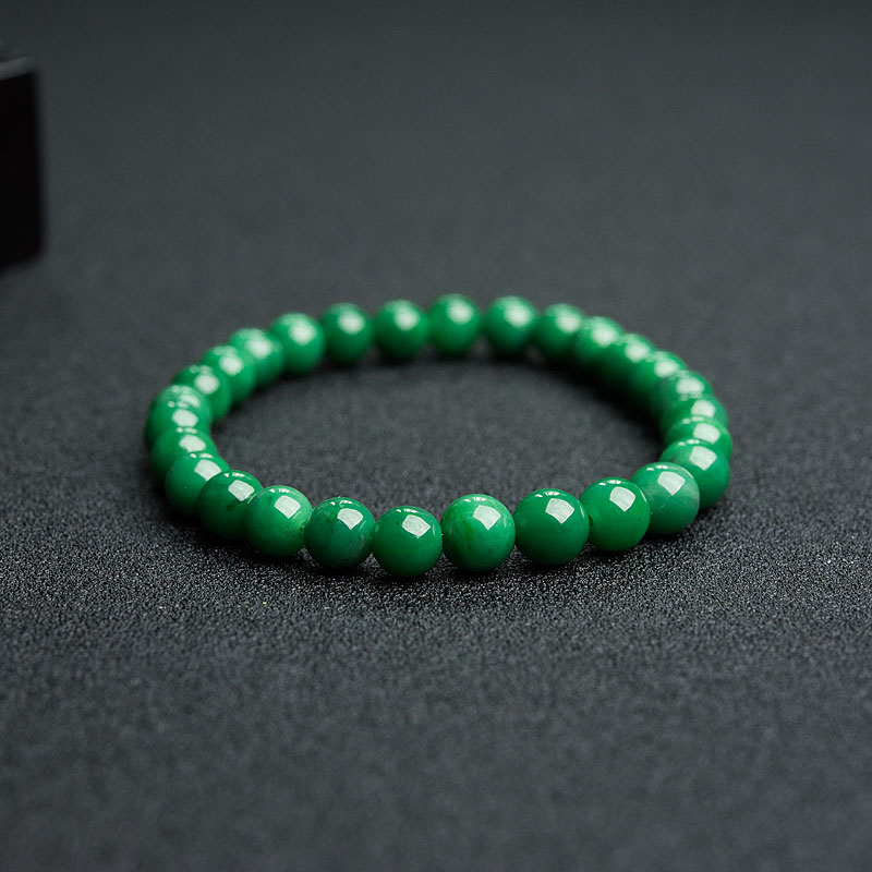 7mm缅甸天然翠色翡翠手串-红掌柜