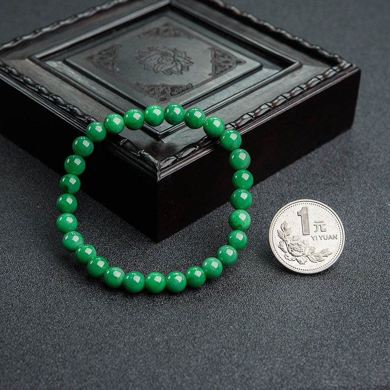 糯种翠色翡翠手串-红掌柜