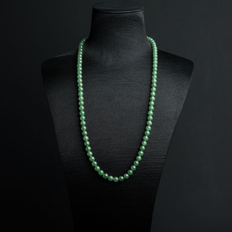6mm缅甸天然糯种暗绿翡翠项链-红掌柜