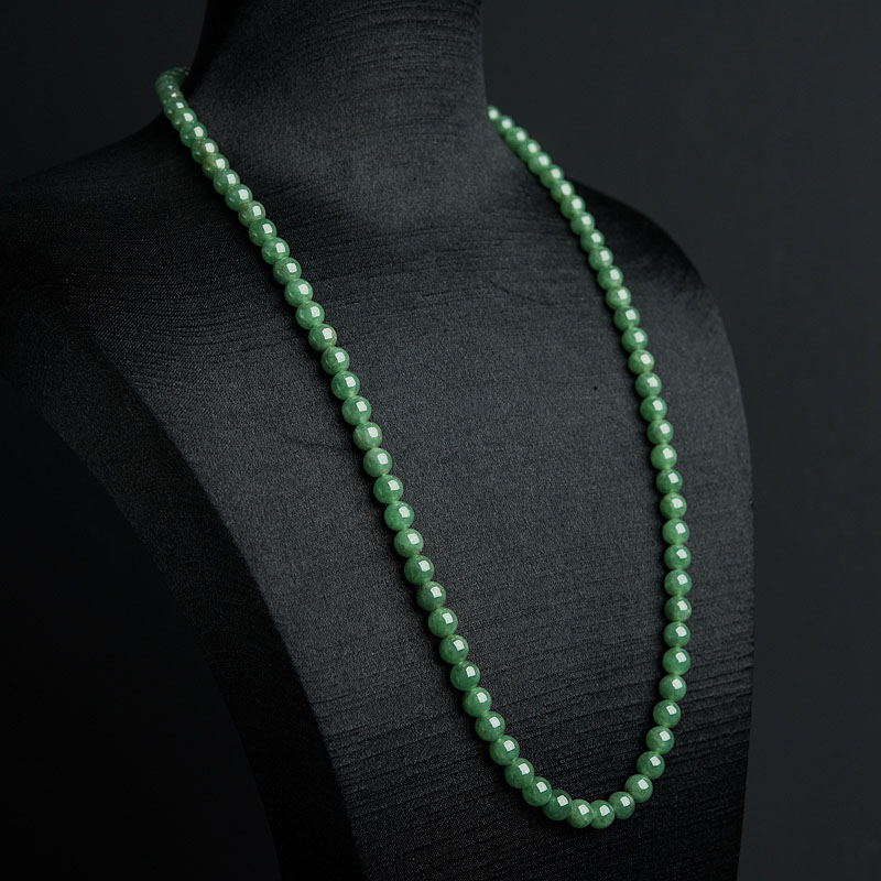 6mm缅甸天然暗绿翡翠项链-红掌柜