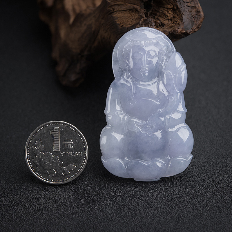 糯种浅紫色翡翠吊坠-红掌柜