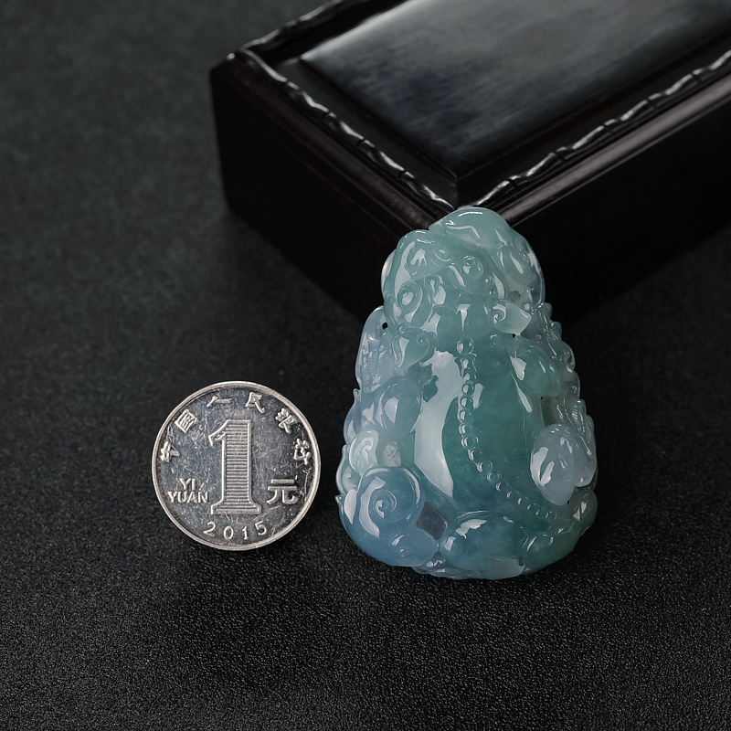 糯种春带彩翡翠貔貅吊坠-红掌柜