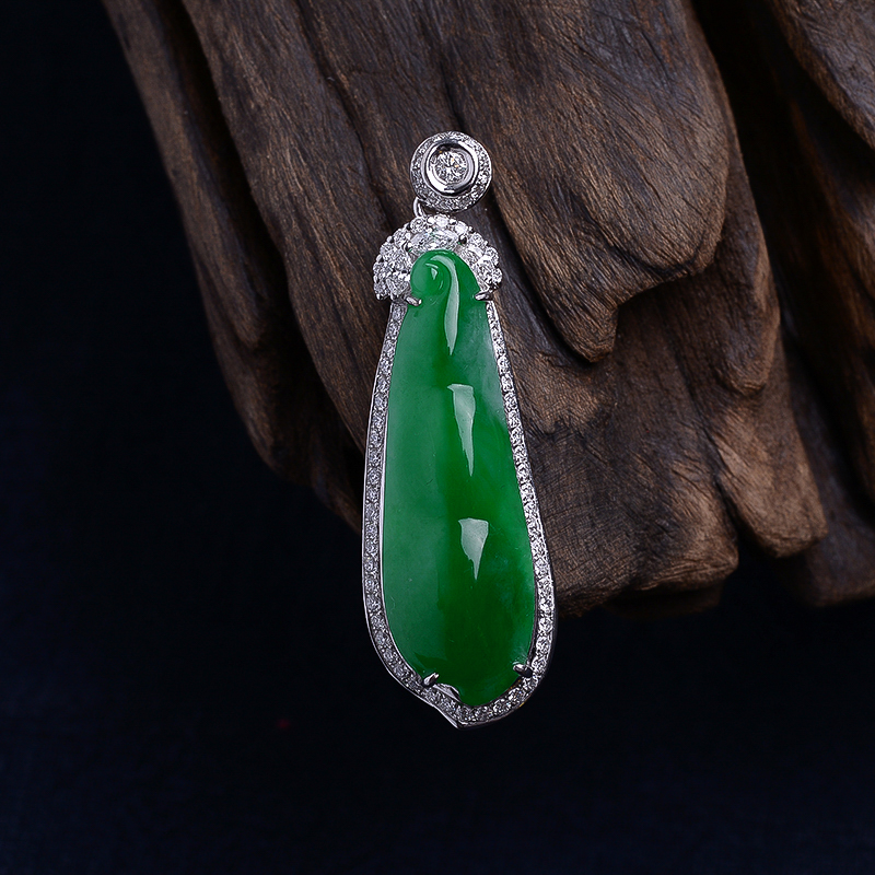 18K金满绿翡翠豆子 - 红掌柜珠宝