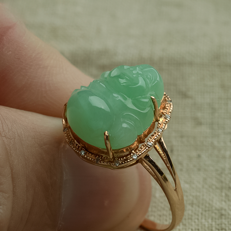 糯种翡翠佛戒指-红掌柜珠宝